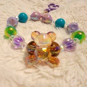 Bear crystal wristlet carcharm keychain